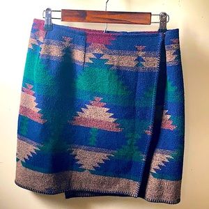 Wool blend wrap skirt
